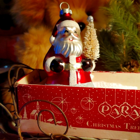 💥SOLD💥Antique Heavy Wire Sleigh,Santa,Lights,Shiny Brites&Original Boxs - Picture 10 of 12